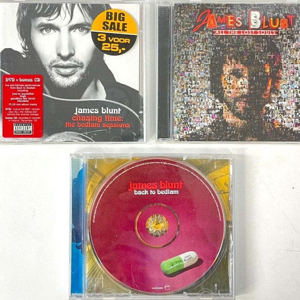 James Blunt 3 CD Bundle Bedlam + Chasing Time Live DVD + Lost Souls 2005-2007